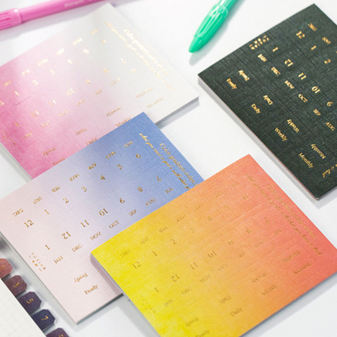 먼슬리 미니 인덱스 스티커 10매입 다이어리 패브릭 심플 독서 바인더 날짜 월 표시, 1세트, C.네온(10매입)