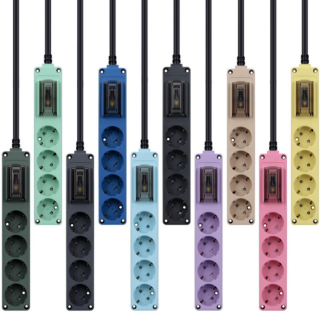 현대 고용량 멀티탭 오브제 국산 4000W 누전차단 과부하차단 안전콘센트 4구 10컬러, 1.5m, 블랙, 1개