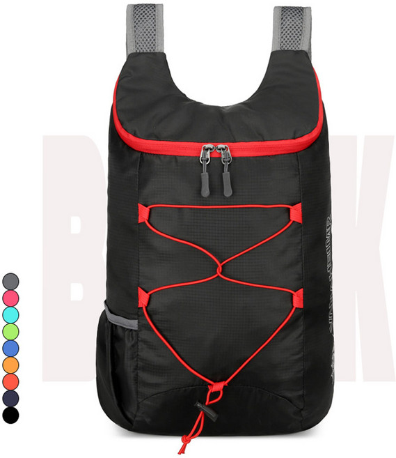 WEIOK 초경량 등산가방 아웃도어 백팩 블랙 대용량 바이크 트레킹 방수 중량 70G+1수납 주머니, 1개