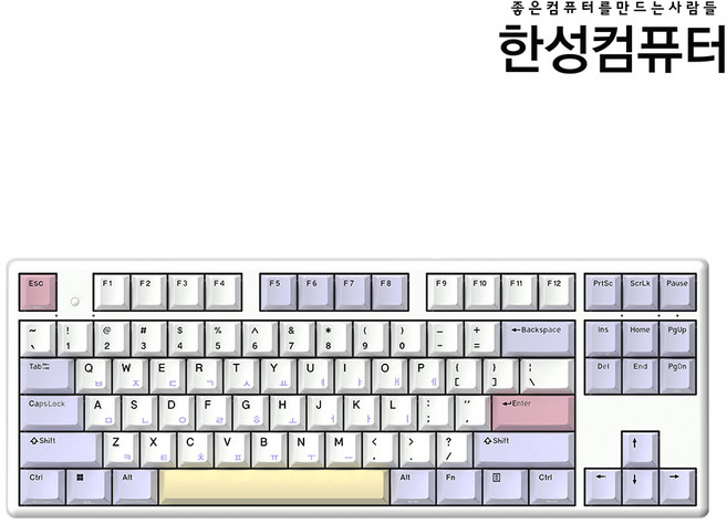 한성컴퓨터 염료승화 8K 유무선 텐키리스 키보드, Purple Heart, GK893B PRO, 무접점