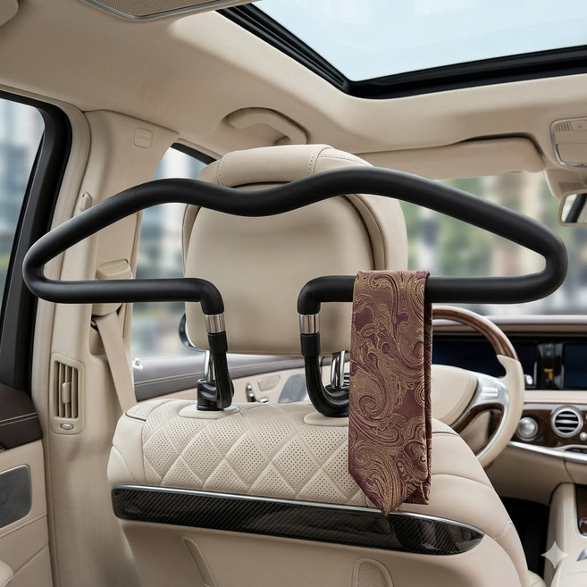 차량용 옷걸이 후크 고리 자동차 헤드레스트 옷걸이, 블랙, 1개