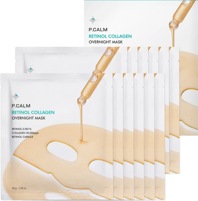 피캄 레티놀 콜라겐 모공 탄력 오버나이트 하이드로겔 마스크, 12개, 36g - 쿠팡
