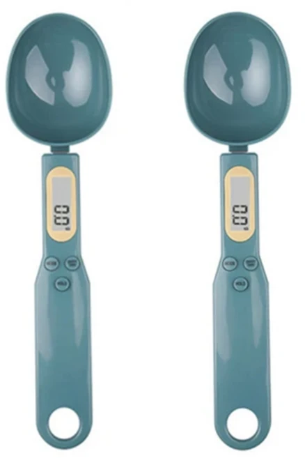 미니 스푼 저울 디지털 주방 전자 LCD 음식 0.1-500g 요리용 밀가루 우유 커피 무게 측정, 12 2PCS Emerald green