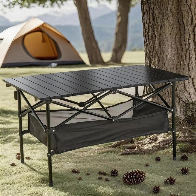 크크라이프 알루미늄 디럭스 롤 캠핑 테이블, 블랙