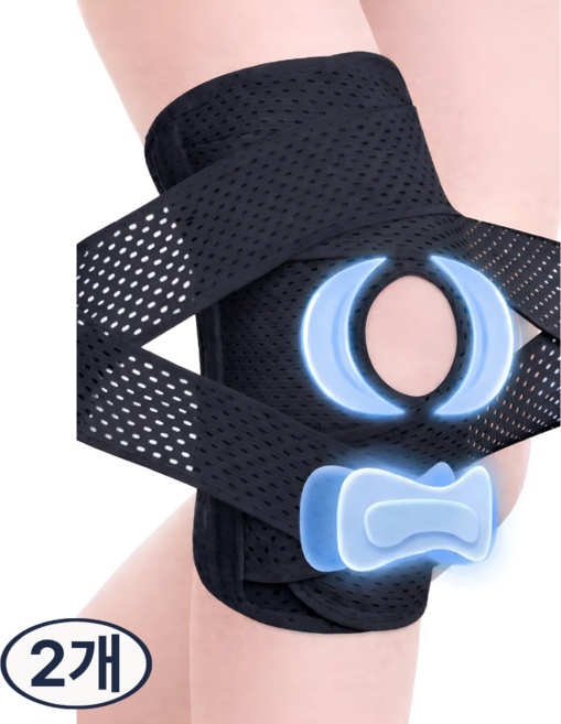 무릎보호대 6세대 무릎 보호대 2개 세트, 블랙, 1세트