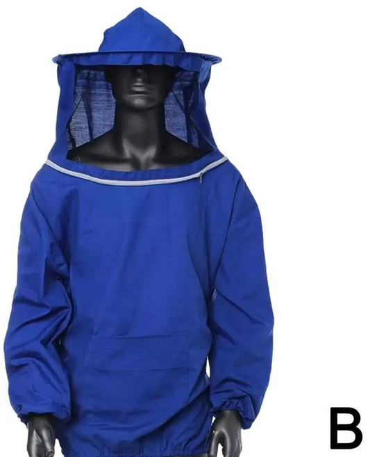 양봉 방충복 샴 세트 벌 옷 방지 보호 농업 장비 의류 작업복 모자 물린 원형, B, 1개