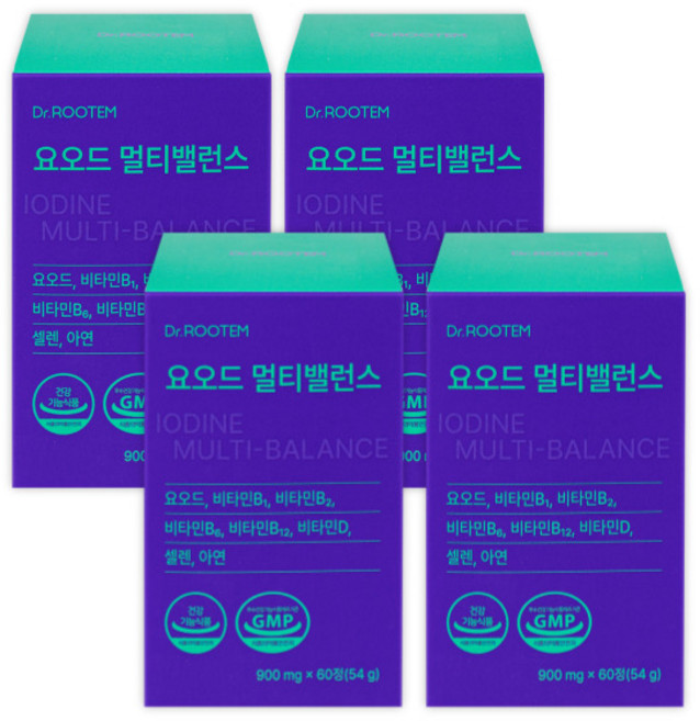 요오드영양제 갑상선영양제 아이오딘 요오드 갑상선 건강 iodine, 4세트, 60정