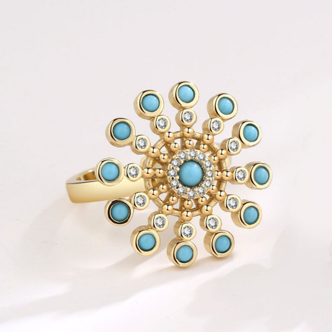 GEEKI 패션 데일리 커플 우정 레이어드 링 반지 나비 해바라기 회전 안티 스트레스 여성용 크리스탈 불안 완화 스피닝 피젯 스피너 Anillos