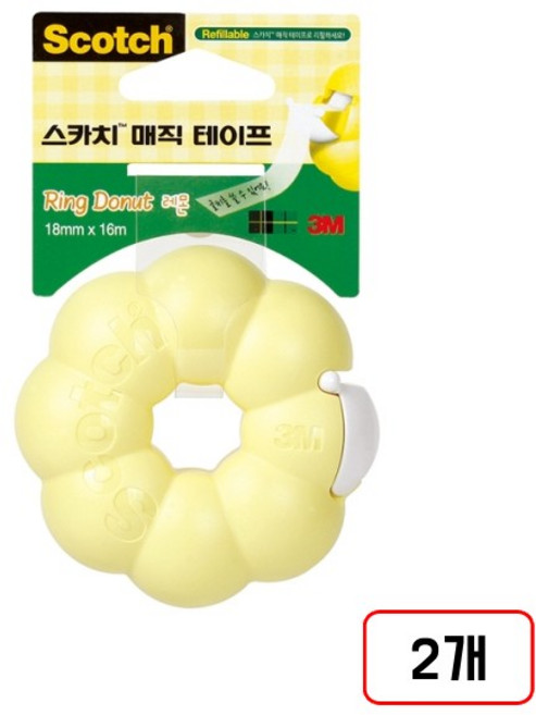 3M)매직테이프(링도넛), 2개, 레몬/M320142