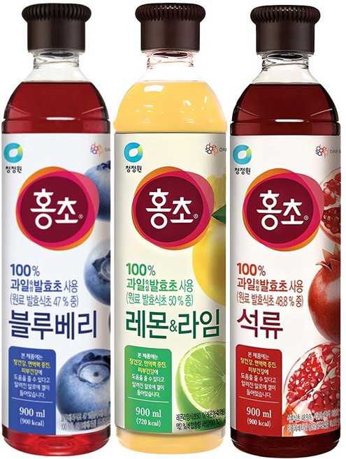 청정원 홍초 블루베리 + 레몬라임 + 석류, 1세트, 2.7L