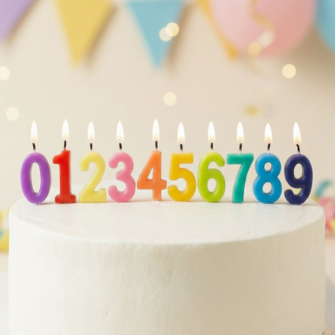 레인보우 숫자초 케이크초 올넘버 생일초