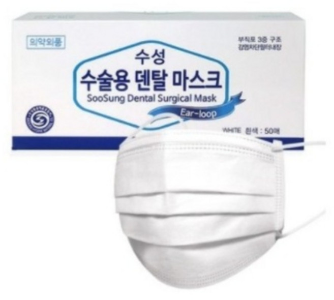 수성 수술용 덴탈마스크, 50개입, 2개, 화이트