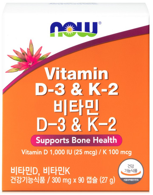 나우푸드 비타민D3 & K2 메나퀴논 MK-7 90캡슐 3개월분, 1박스, 90회분