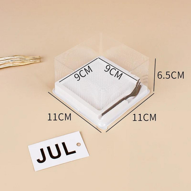 투명 삼각형 레이어 케이크 박스 페이스트리 사각 무스 커팅 피스 포장 베이킹 디저트, B. 레드벨벳 블랙 포레스트 박스 + 포크