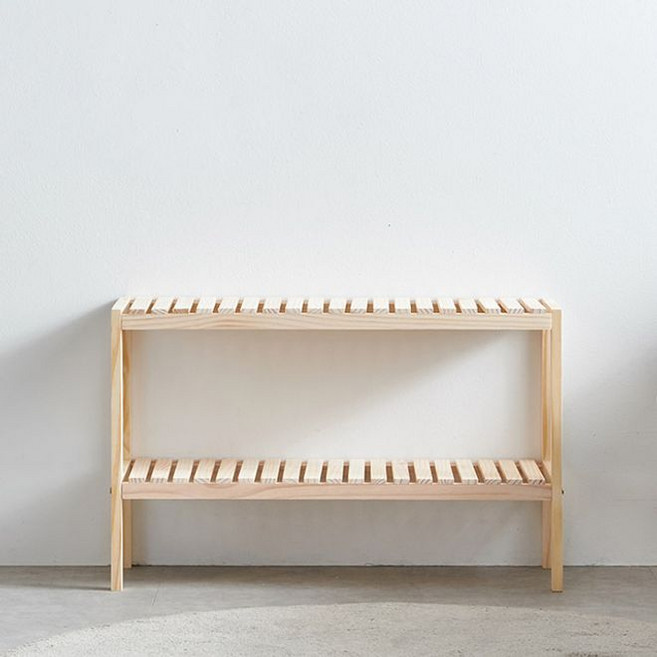 원목 선반 800 폭넓은 낮은 2단 다용도 신발장 협탁, 내추럴, 1, 1개