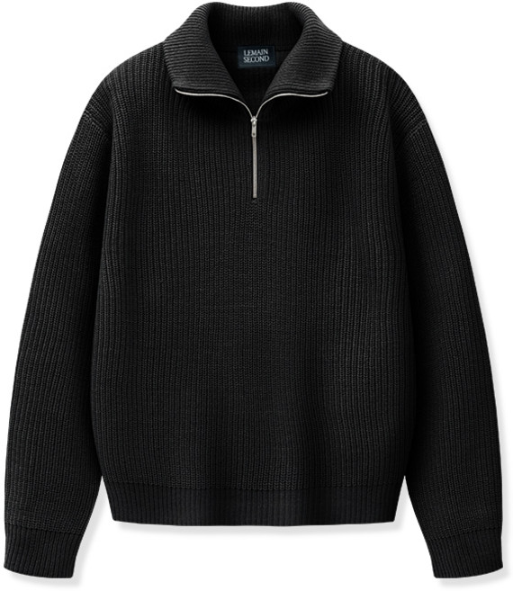 남녀공용 고급 워셔블 프리미엄 베이직 오버핏 하찌 반집업 카라 니트 [1825]