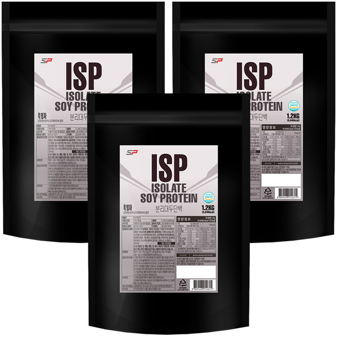 SP스포츠 ISP 분리대두단백질 흑임자맛, 1.2kg, 3개
