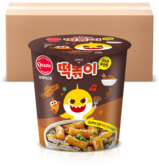 오테이스트 핑크퐁 아기상어 고소한 짜장맛 떡볶이, 116g, 12개