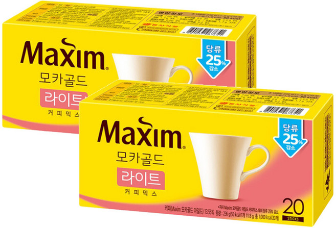 커피 맥스웰하우스 동서 맥심 모카골드 라이트 커피믹스 20T, 12g, 40개입, 1개