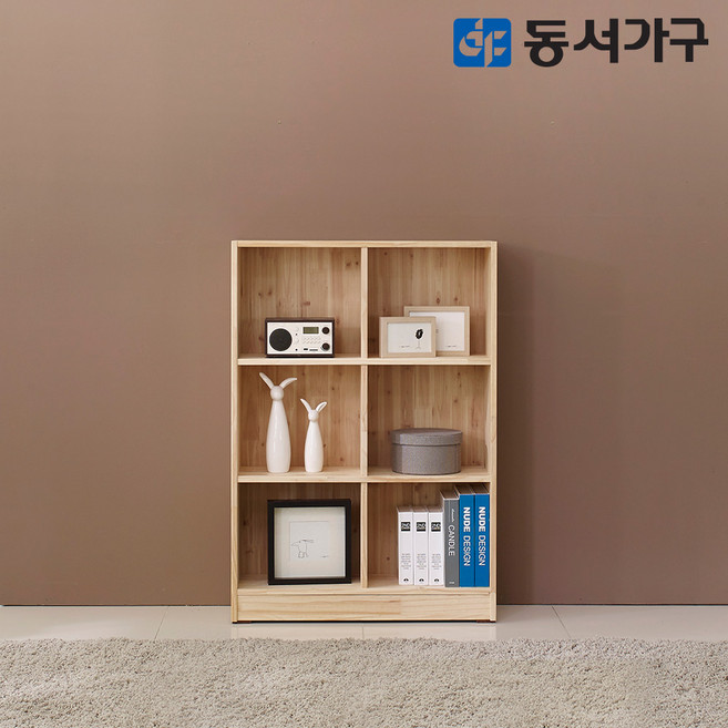 동서가구 삼나무 슬림 800 원목 3단 책장 DF629146, 원목색