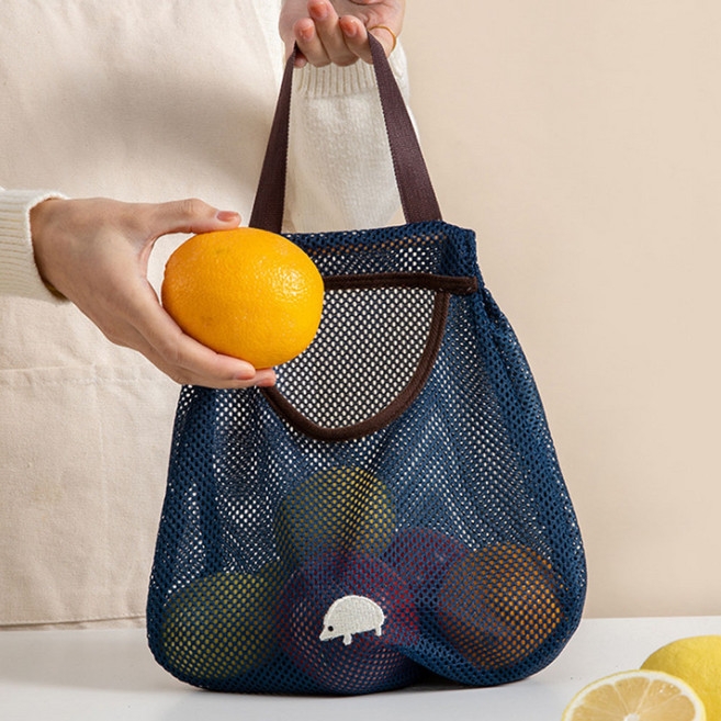 감성 메쉬 과일망 야채망 장바구니 양파망 감자망 그물망 보관망, 네이비, 2개