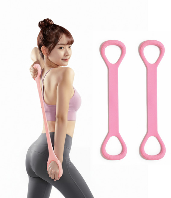 피트젠 바디라인 홈요가 고탄력 필라테스 밴드, 2개, 핑크