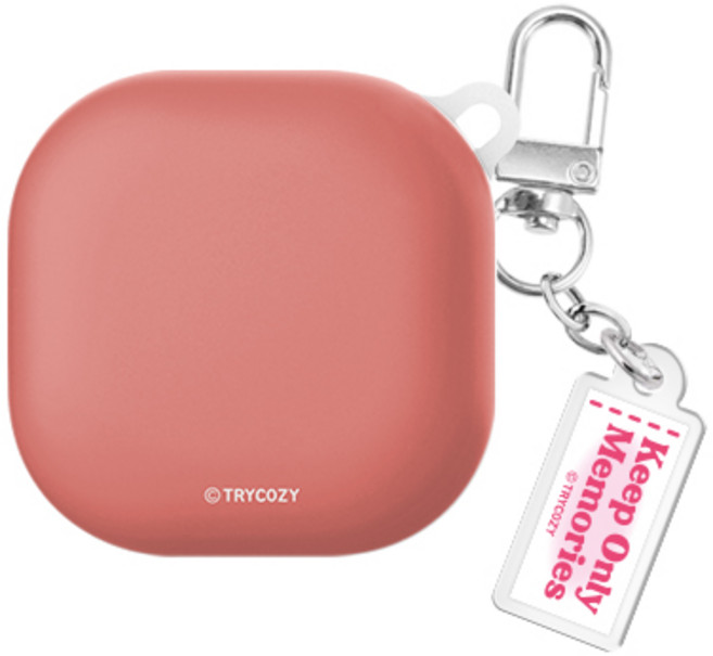 솔리드 라벨 뮤트 버즈라이브/버즈3/버즈3프로 하드 케이스 +아크릴 키링 세트, 애쉬살몬, 버즈라이브/버즈프로/버즈2/버즈2프로(공용)