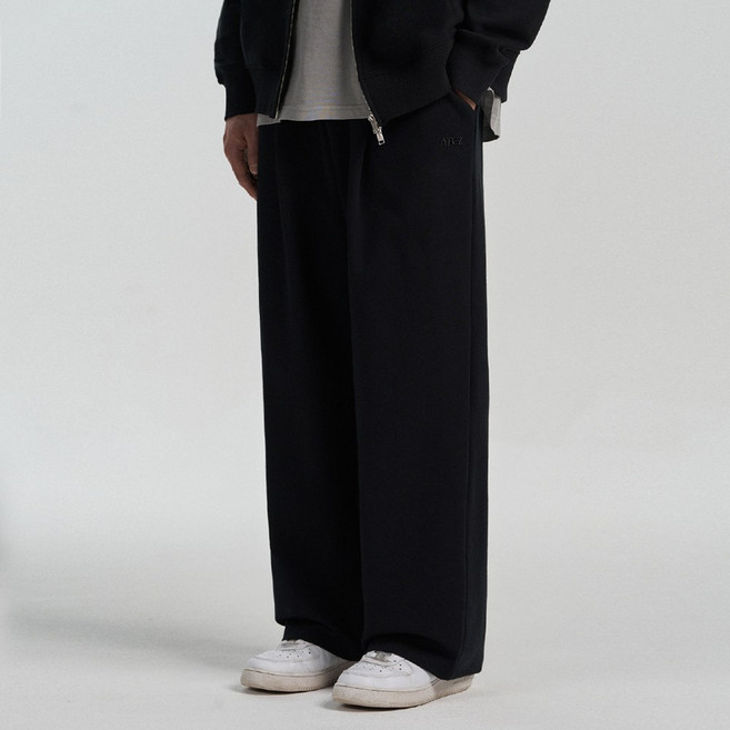 아테즈 남녀공용 에센셜 무지 원턱 와이드 스웨트 바지 팬츠