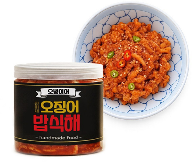 오병이어 스토리 오징어채 밥식해 수제반찬 국내산 젓갈 밥도둑 캠핑 여행 간편식, 500g, 1