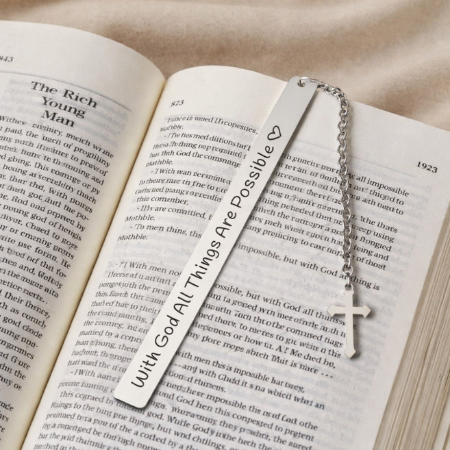 십자가 성경책 책갈피 북마크 북홀더 북클립 책홀더 북스토퍼 책 독서 모임 출판식 굿즈 용품, 1개