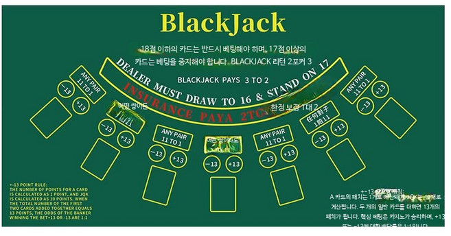 블랙잭 매트 판 칩 카지노 바카라 테이블 홀덤 라운드, 1개, 블랙잭 다크 그린 60x90cm (3.5mm)