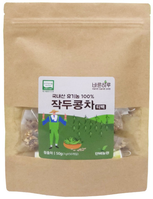 바른하루 단비농원 국산 국내산 유기농 작두콩차티백[50T], 1g, 1개, 50개입