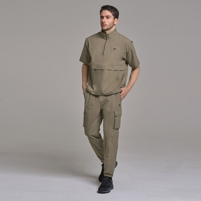 다운블로우 기능성 스포츠 골프웨어 남녀공용 윈드 반팔 아노락 조거 바지 세트 DB4005_4203