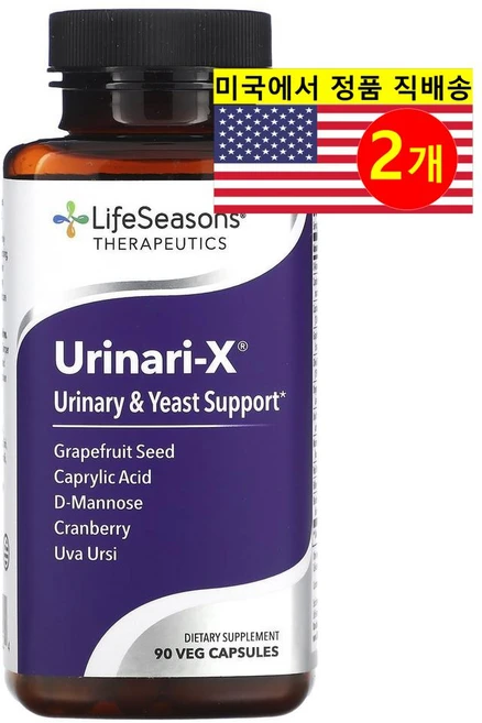 LifeSeasons 라이프 시즌 여성용 여나아리 엑스 이스트 서포어트 Urinari-X Yeast, 2개, 90정 - 쿠팡
