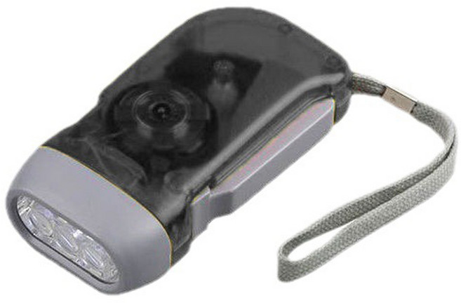 3구 투명 자가발전후레쉬 랜턴 손전등 비상랜턴, 1개, 그레이