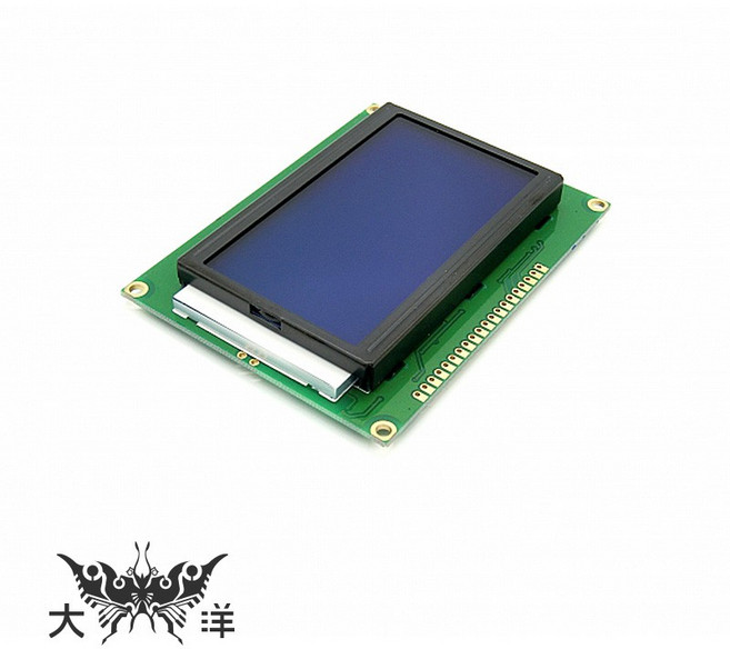 LCD12864 藍屏/中文字型 背光液晶顯示模組 ST7920, 1個