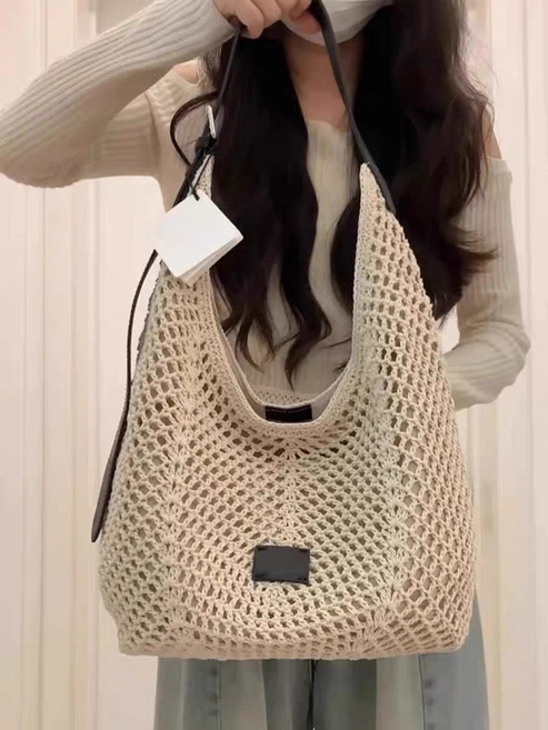 網狀編織斜背包 柔軟材質 時尚托特包
