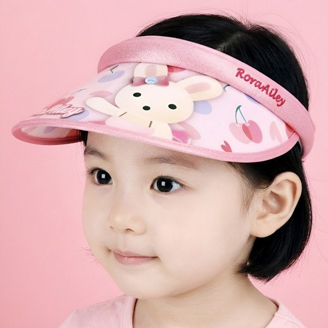 여아 토끼 체리 핀캡 썬캡 유아 아동 햇빛가리개 자외선차단 모자