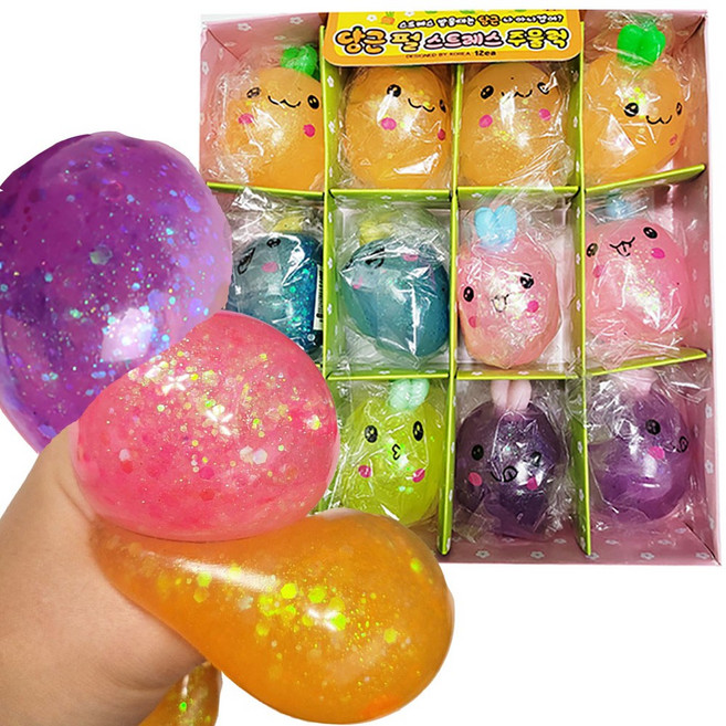 해피아이 펄 당근 말랑이 스퀴시 찐득이 끈끈이 스트레스볼, 1개