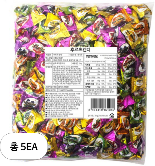 신화당제과 후르츠캔디, 2kg, 5개