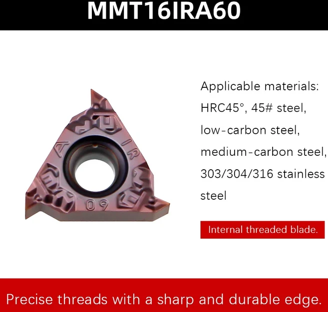 내부 및 외부 나사 인서트 범용 피치 나사 가공 도구 16ER 16IR 11ER 11IR AG60 A60 AG55 A55 0.5~300ISO, 01 10pcs, 01 Stainless steel, 04 MMT16IRA60-S