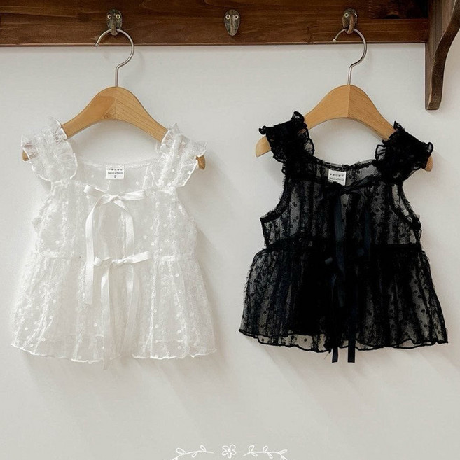 레이스 뷔스티에 유아 아기 아동 키즈 여아 러블리 리본 베스트