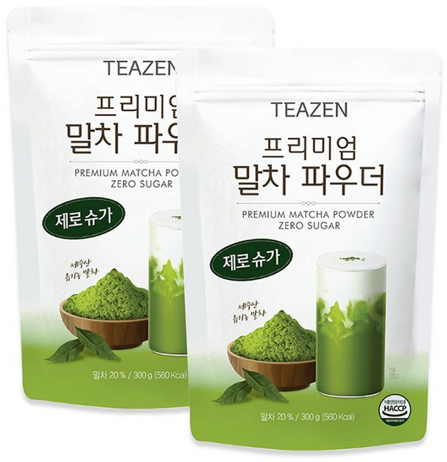 티젠 프리미엄 말차 파우더 제로슈가, 300g, 2개, 1개입