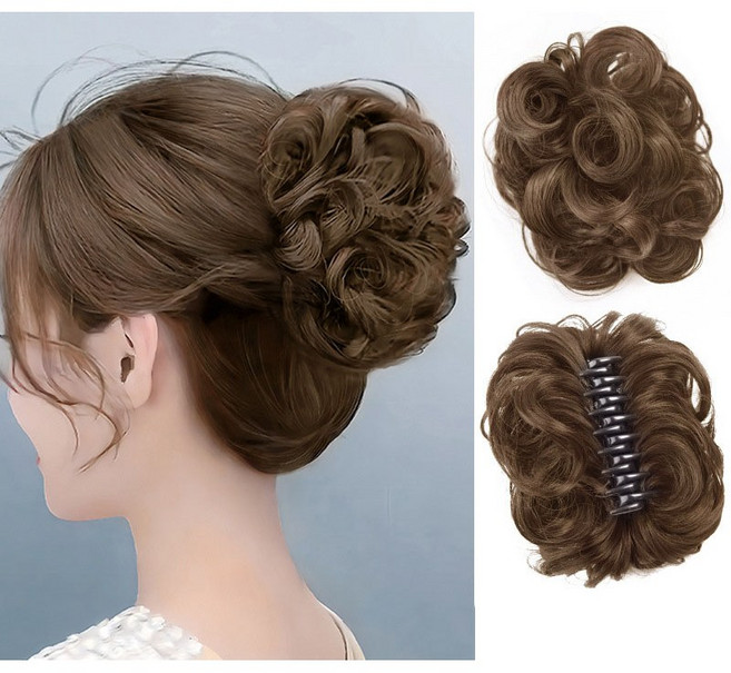 FANSYLI 1+1여성가발 올림머리집게핀 볼륨핏 헤어 집게핀 정수리가발 인조 당고머리 웨이브 성인 예쁜 머리핀2601K33, 2개, 멜란지브라운