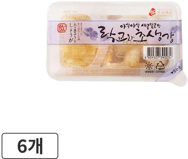 주비푸드 아삭아삭 락교와 초생강, 60g, 6개