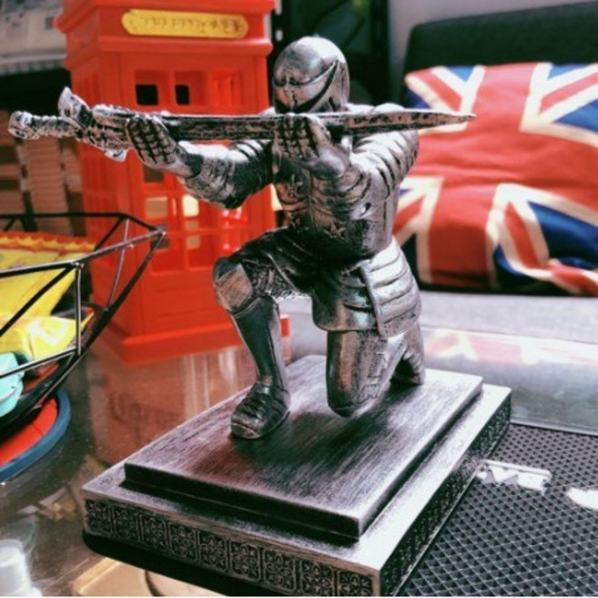 중세기사펜홀더 볼펜 만년필거치대 책상 위의 인테리어, 검+기사(앤틱한 은색)