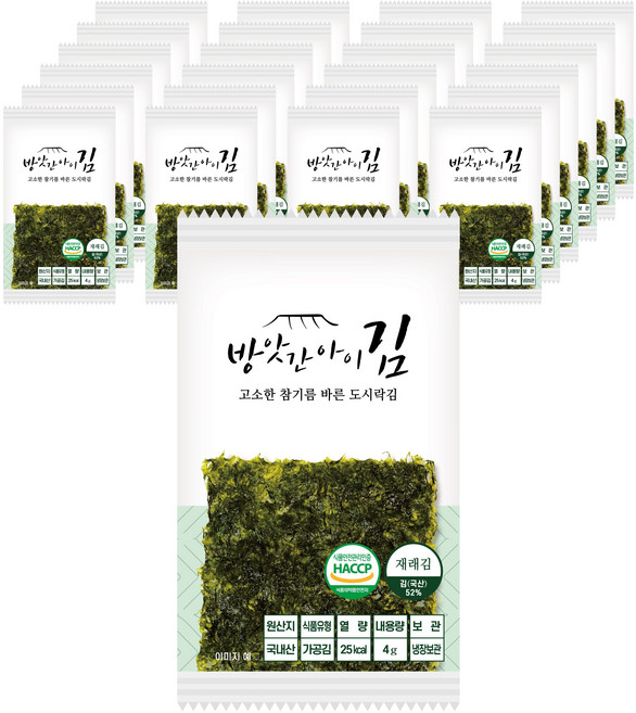 [24봉+24봉]트레이없는 참기름 바른 고소한 도시락김, 48개, 4g