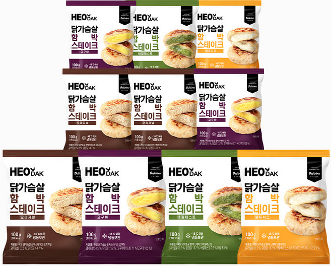 허닭 닭가슴살 함박스테이크 100g 4종 혼합, 10개