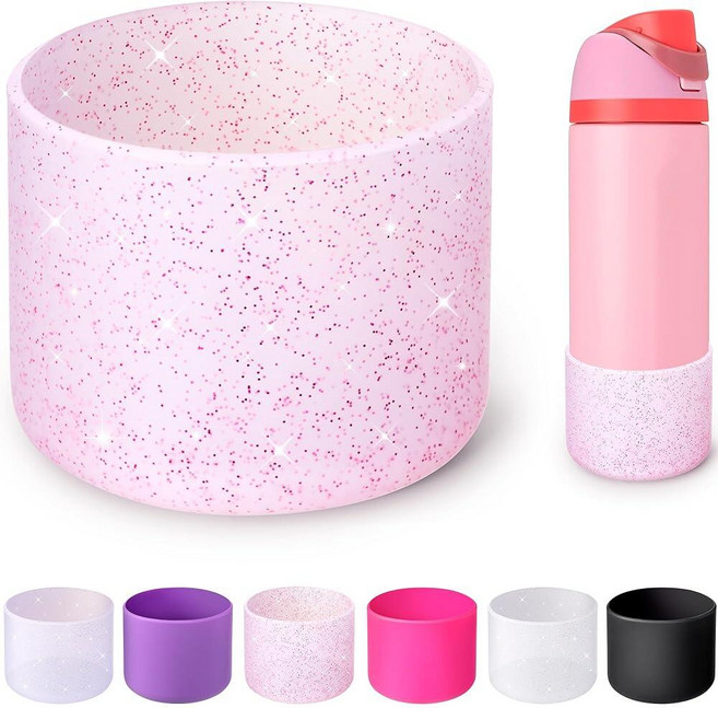Soledea Owala 물병용 실리콘 부츠 680.4g24온스 946.4ml32온스 1.18L40온스 미끄럼 방지 보호 슬리브 바닥 범퍼 프로텍터 FreeSip 트위스트, Bling Pink