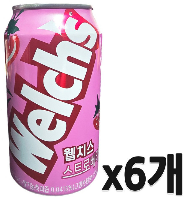 [농심]웰치스 딸기 (355ml x 6캔), 355ml, 6개